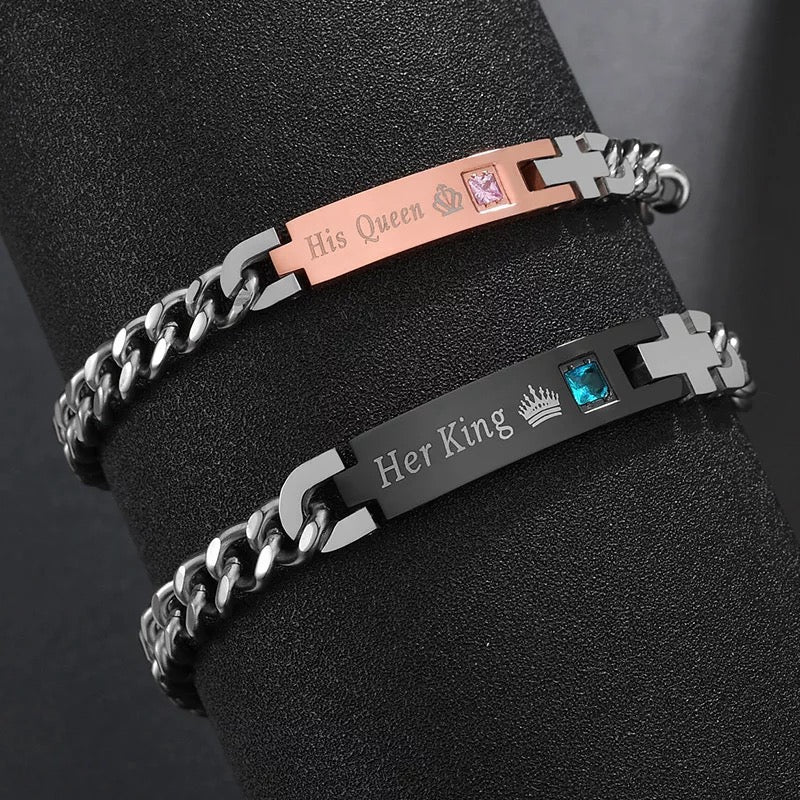 BRAZALETES PROMESA DE ZIRCONIA CUBICA SU REY & SU REINA