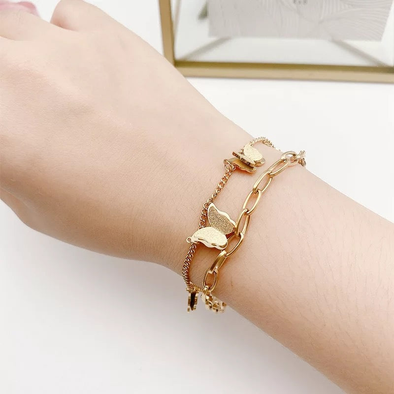 BRAZALETE ELEGANTE MARIPOSAS DOS ESTILOS