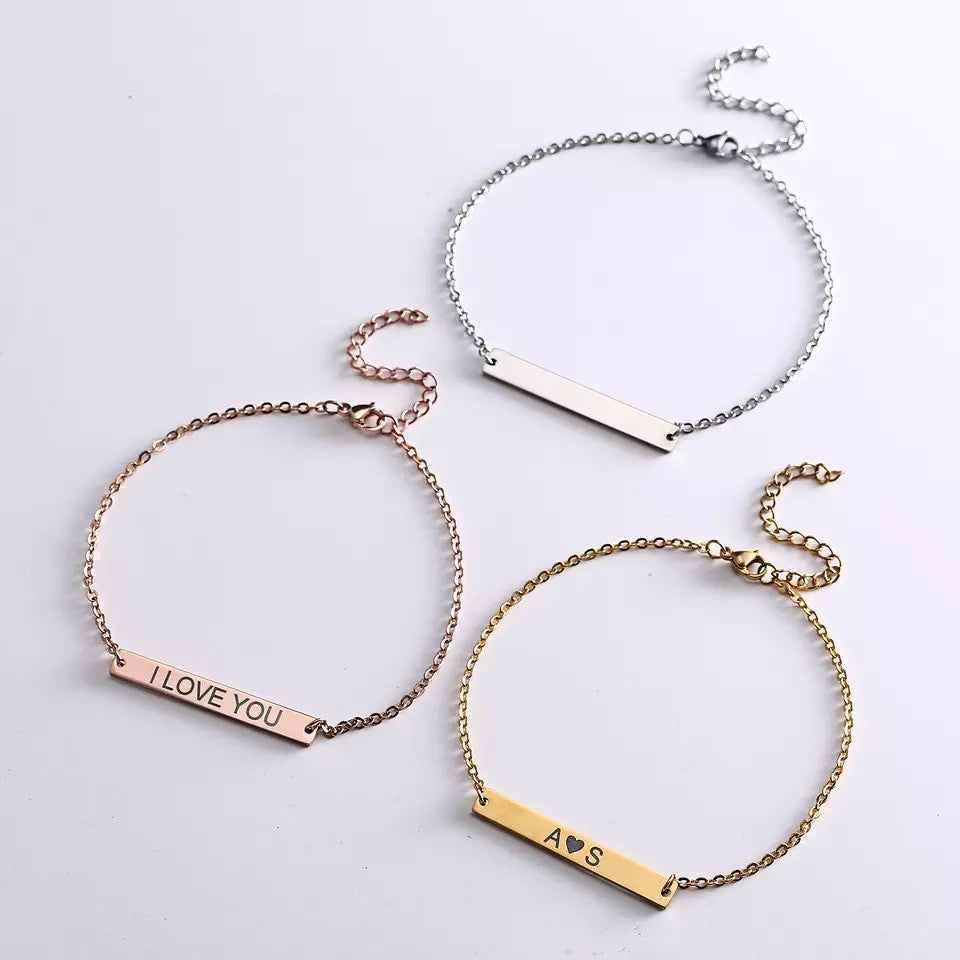 BRAZALETE ACERO INOXIDABLE PLACA PERSONALIZABLE