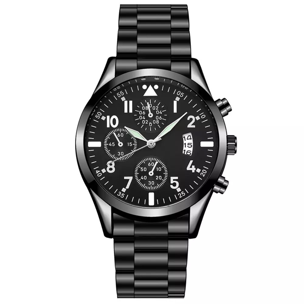 RELOJ ELEGANTE NEGRO MATTE DE CUARZO ACERO