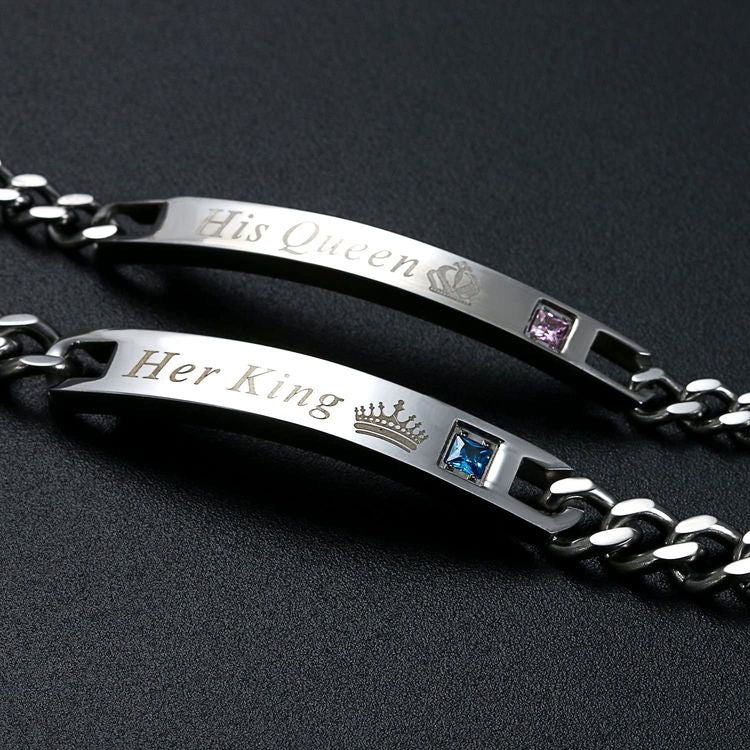 BRAZALETES PROMESA DE ZIRCONIA CUBICA SU REY & SU REINA