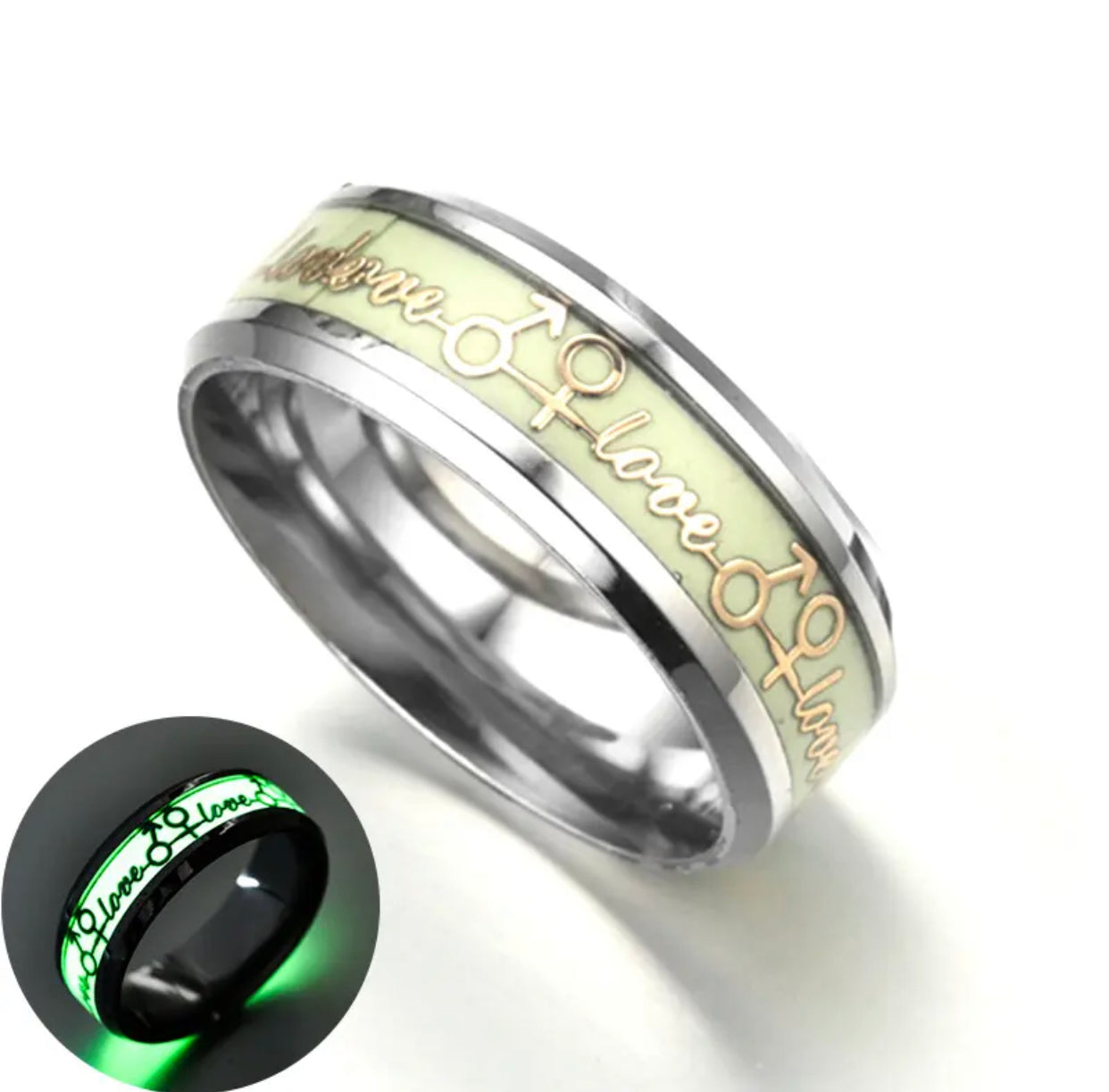 ANILLO LUMINOSOS PLATEADOS DE ACERO INOXIDABLE