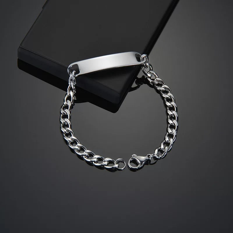BRAZALETE ACERO INOXIDABLE PLACA PERSONALIZABLE