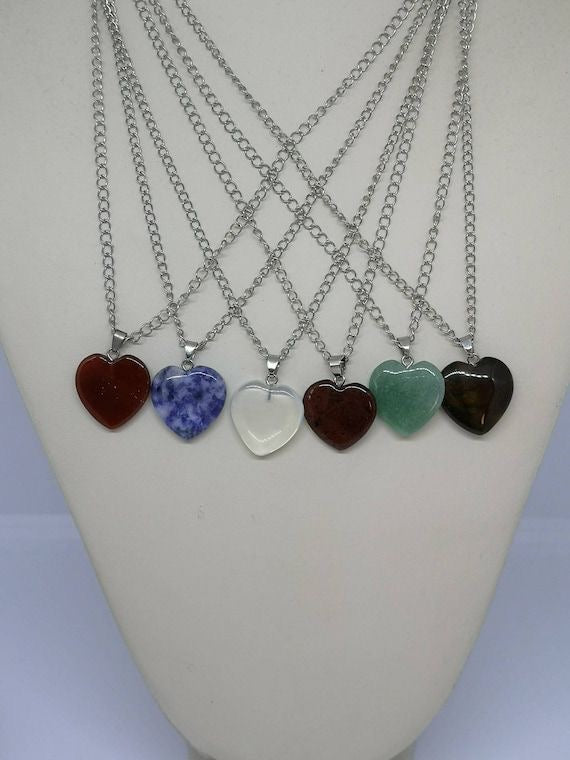 COLLAR CUARZO FORMA DE CORAZÓN ÓPALO MINIMALISTAS