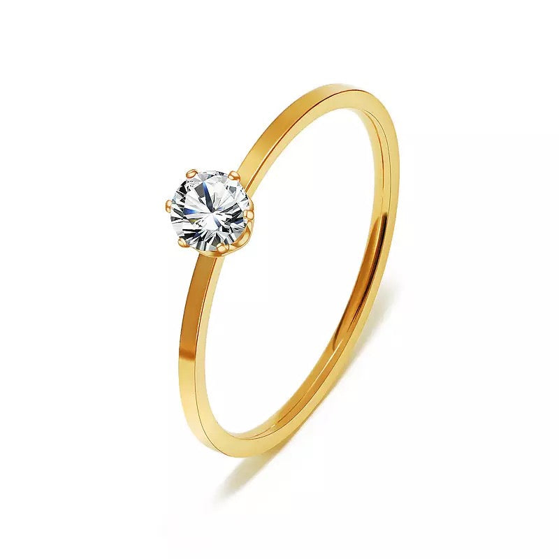 ANILLO MINIMALISTA CRISTAL ACERO DE TITANIO
