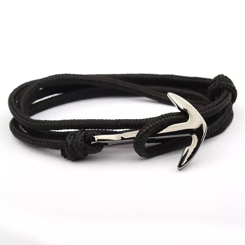 BRAZALETE ANCLA METAL & CUERO