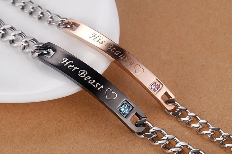 BRAZALETES PROMESA DE ZIRCONIA CUBICA SU BELLA & SU BESTIA