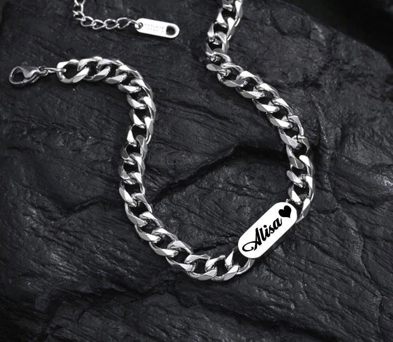 BRAZALETE ESTILO CUBANA ACERO INOXIDABLE PERSONALIZABLE PLATEADOS