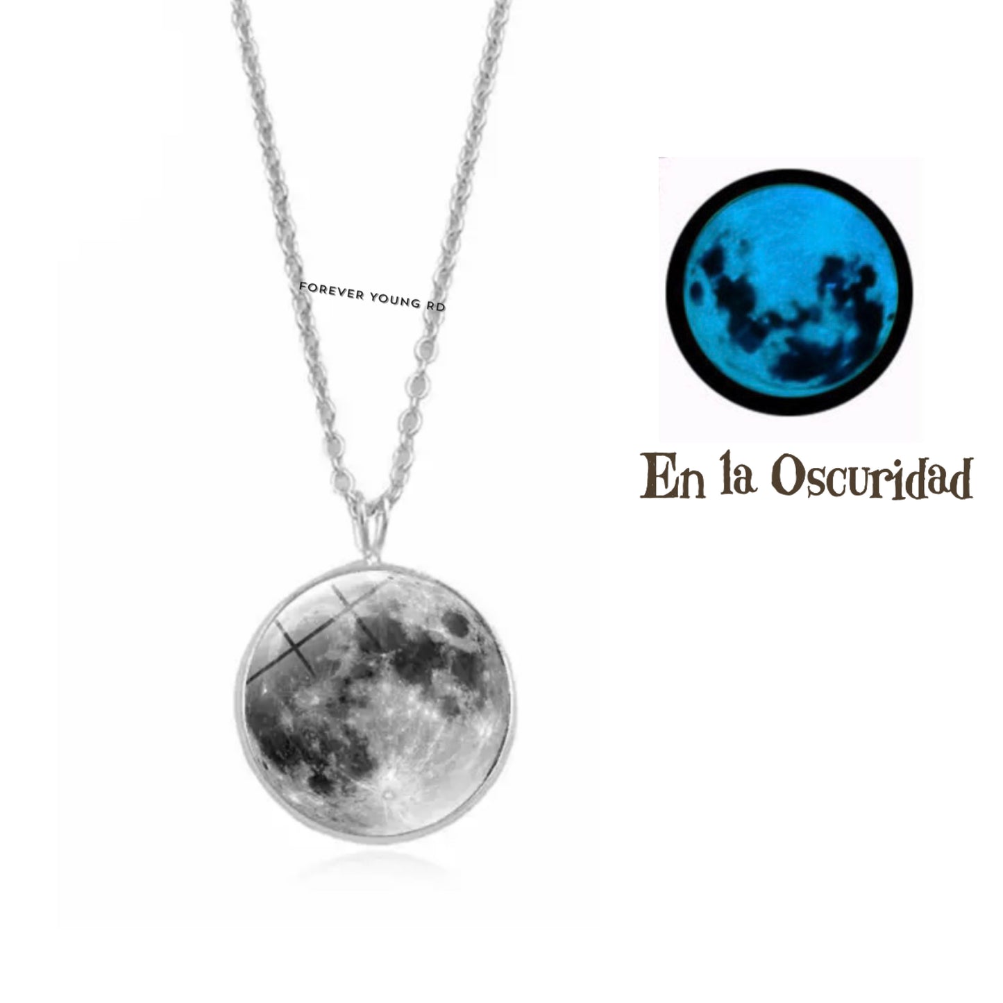 COLLAR LUNA LLENA MINIMALISTA BRILLA EN LA OSCURIDAD
