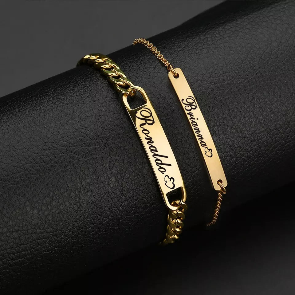 BRAZALETE ACERO INOXIDABLE PLACA PERSONALIZABLE