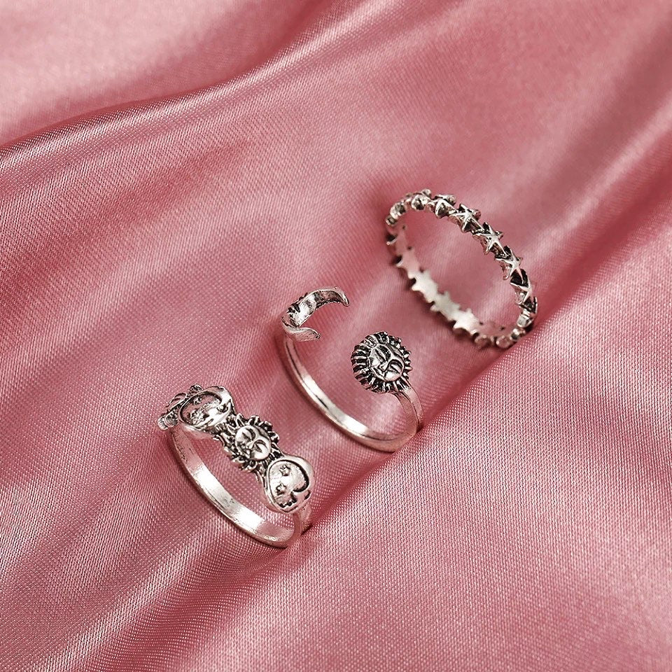SET ANILLOS AESTHETIC METAL VINTAGE