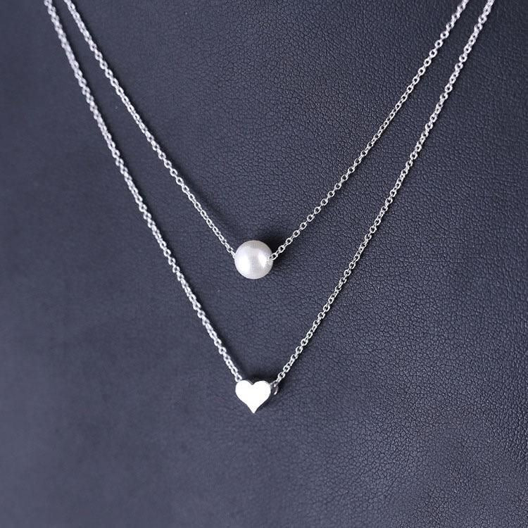 COLLAR CORAZÓN DOBLE CAPA MINIMALISTA