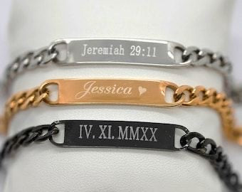 BRAZALETE ACERO INOXIDABLE PLACA PERSONALIZABLE