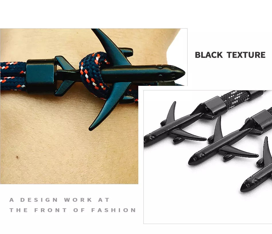 BRAZALETE AVIÓN CUERO