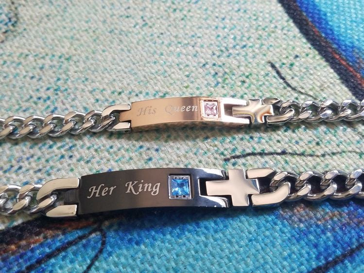 BRAZALETES PROMESA DE ZIRCONIA CUBICA SU REY & SU REINA
