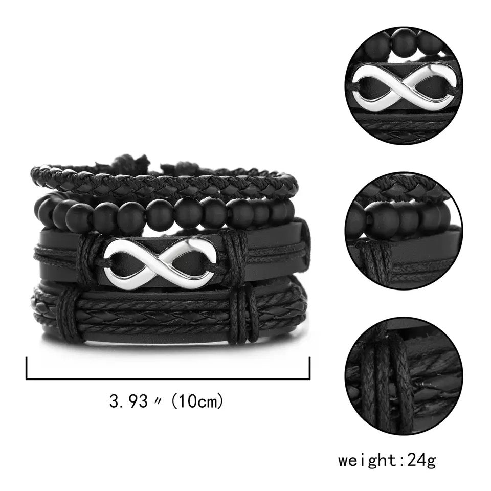 SET DE BRAZALETES EN CUERO