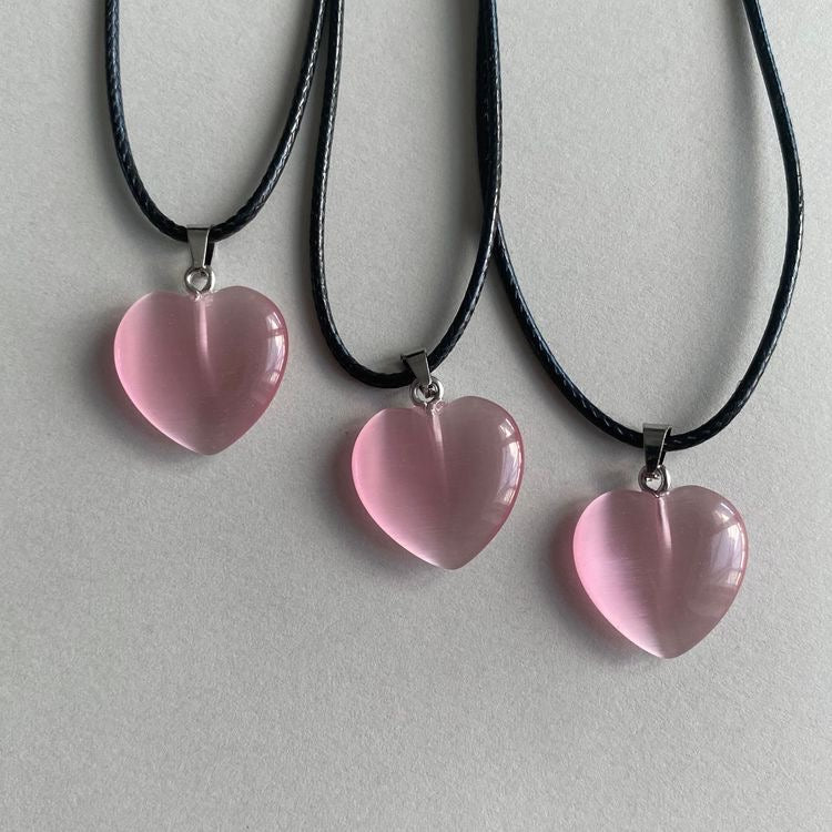 COLLAR CUARZO FORMA DE CORAZÓN ÓPALO MINIMALISTAS
