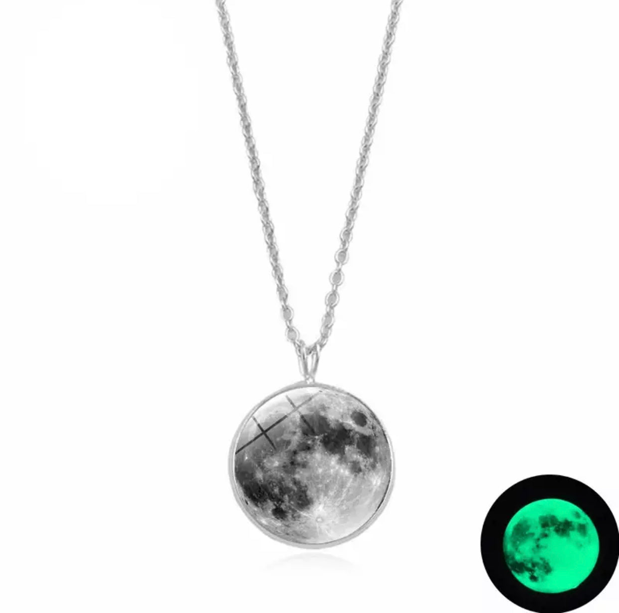 COLLAR LUNA LLENA MINIMALISTA BRILLA EN LA OSCURIDAD
