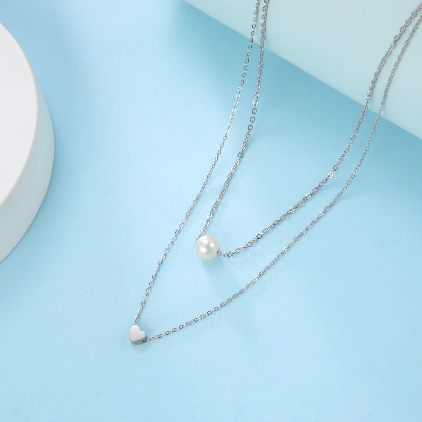 COLLAR CORAZÓN DOBLE CAPA MINIMALISTA