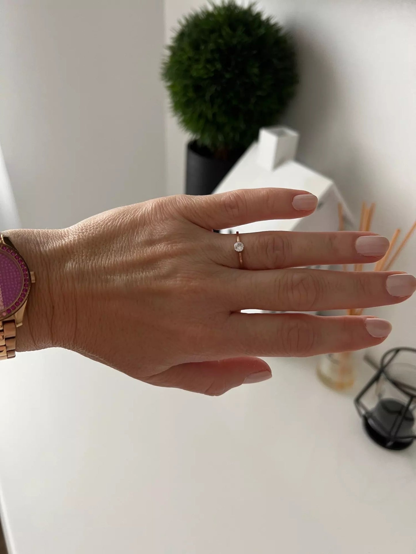 ANILLO MINIMALISTA CRISTAL ACERO DE TITANIO