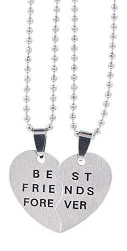 COLLARES MEJORES AMIGOS BEST FRIENDS BFF CORAZÓN PARTIDO ACERO