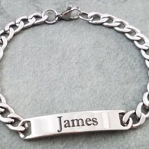BRAZALETE ACERO INOXIDABLE PLACA PERSONALIZABLE