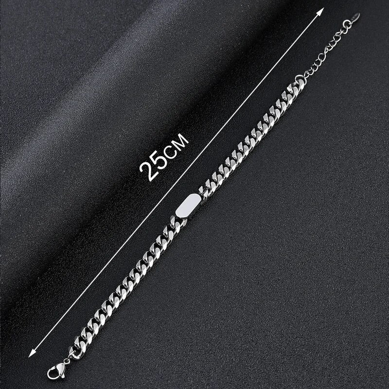 BRAZALETE ESTILO CUBANA ACERO INOXIDABLE PERSONALIZABLE PLATEADOS