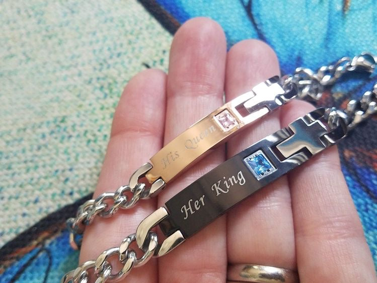 BRAZALETES PROMESA DE ZIRCONIA CUBICA SU REY & SU REINA
