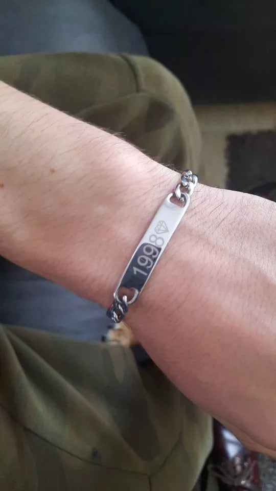 BRAZALETE ACERO INOXIDABLE PLACA PERSONALIZABLE