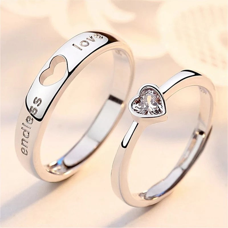 ANILLOS DE PROMESA CHAPADO EN PLATA 925, AJUSTABLES