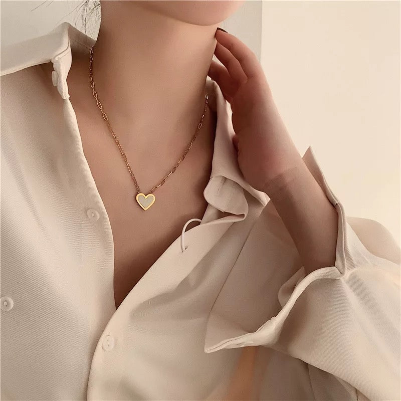 COLLAR FEMENINO CORAZÓN NEVER FORGET DOS TONOS
