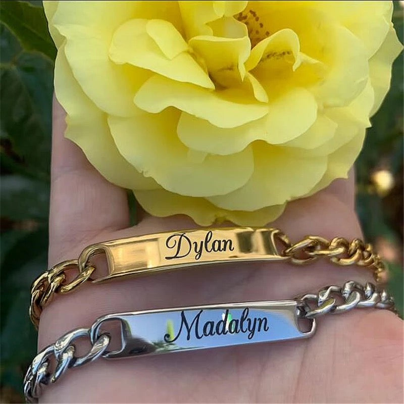 BRAZALETE ACERO INOXIDABLE PLACA PERSONALIZABLE