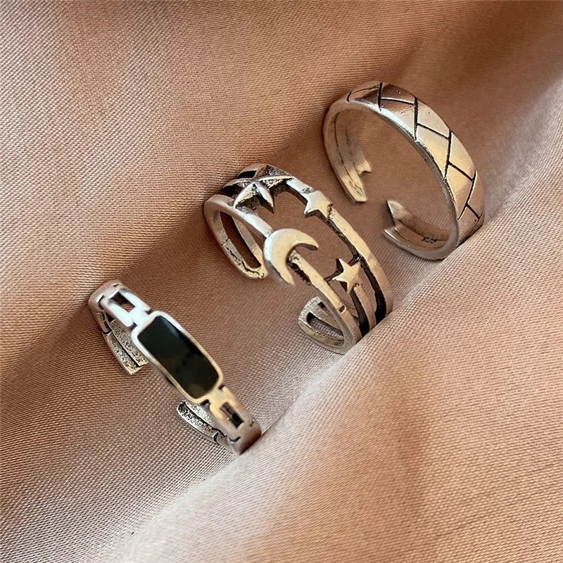 SET ANILLOS AESTHETIC METAL VINTAGE