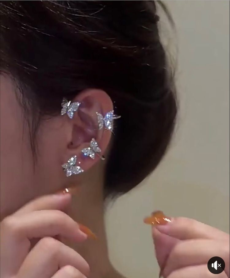 ARETES OREJA COMPLETA DE CRISTAL SIN PERFORACIÓN