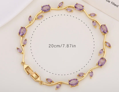 Brazalete Elegante Tulipanes Con Cristales De Zirconia