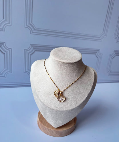 COLLAR CONCHA DE MAR PERLA ELEGANTE CRISTAL DE CIRCONIA