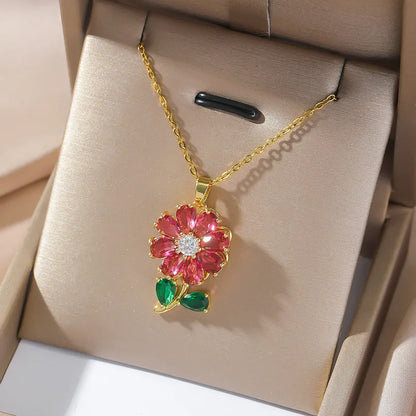 COLLAR  COMBO FLOR FEMENINA COLORIDO GIRATORIO MINIMALISTA ELEGANTE