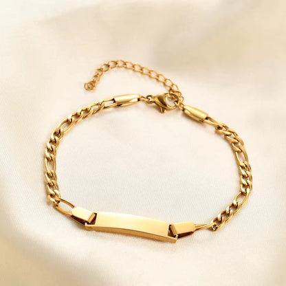 BRAZALETE PLACA MINIMALISTA PERSONALIZABLE CADENA CUBANA ABIERTA