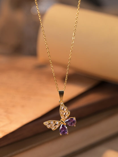 COLLAR CADENA MARIPOSA    ELEGANTE CRISTALES DE CIRCONIA