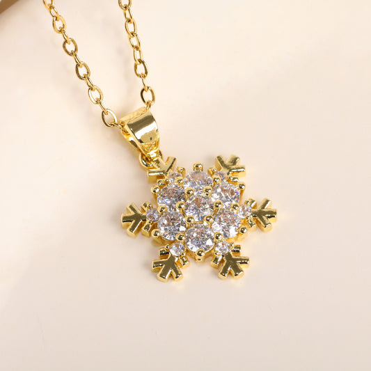 COLLAR ELEGANTE  FROZEN COPO DE NIEVE CRISTALES INCRUSTADOS MINIMALISTA