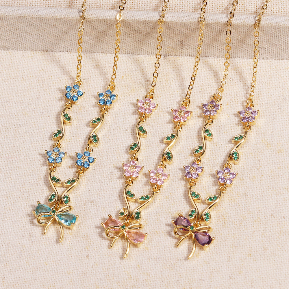 COLLAR BRAZALETES ELEGANTE LAZOS CORTE PRINCESA CRISTALES INCRUSTADOS
