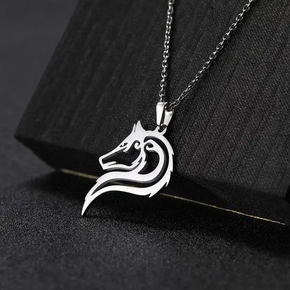 COLLAR DIJE DE LOBO  MINIMALISTA 🐺