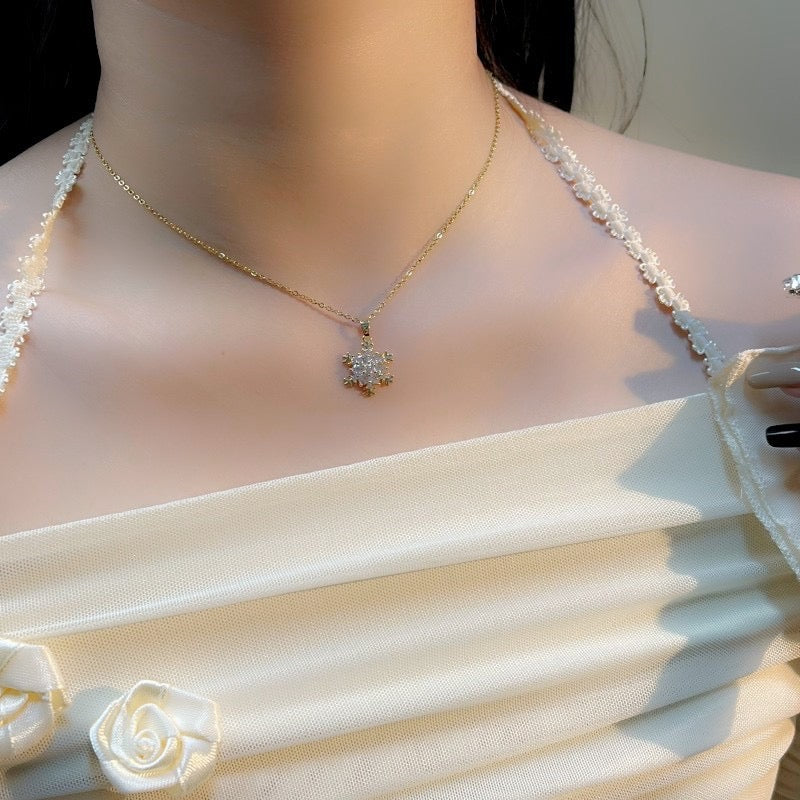 COLLAR ELEGANTE  FROZEN COPO DE NIEVE CRISTALES INCRUSTADOS MINIMALISTA