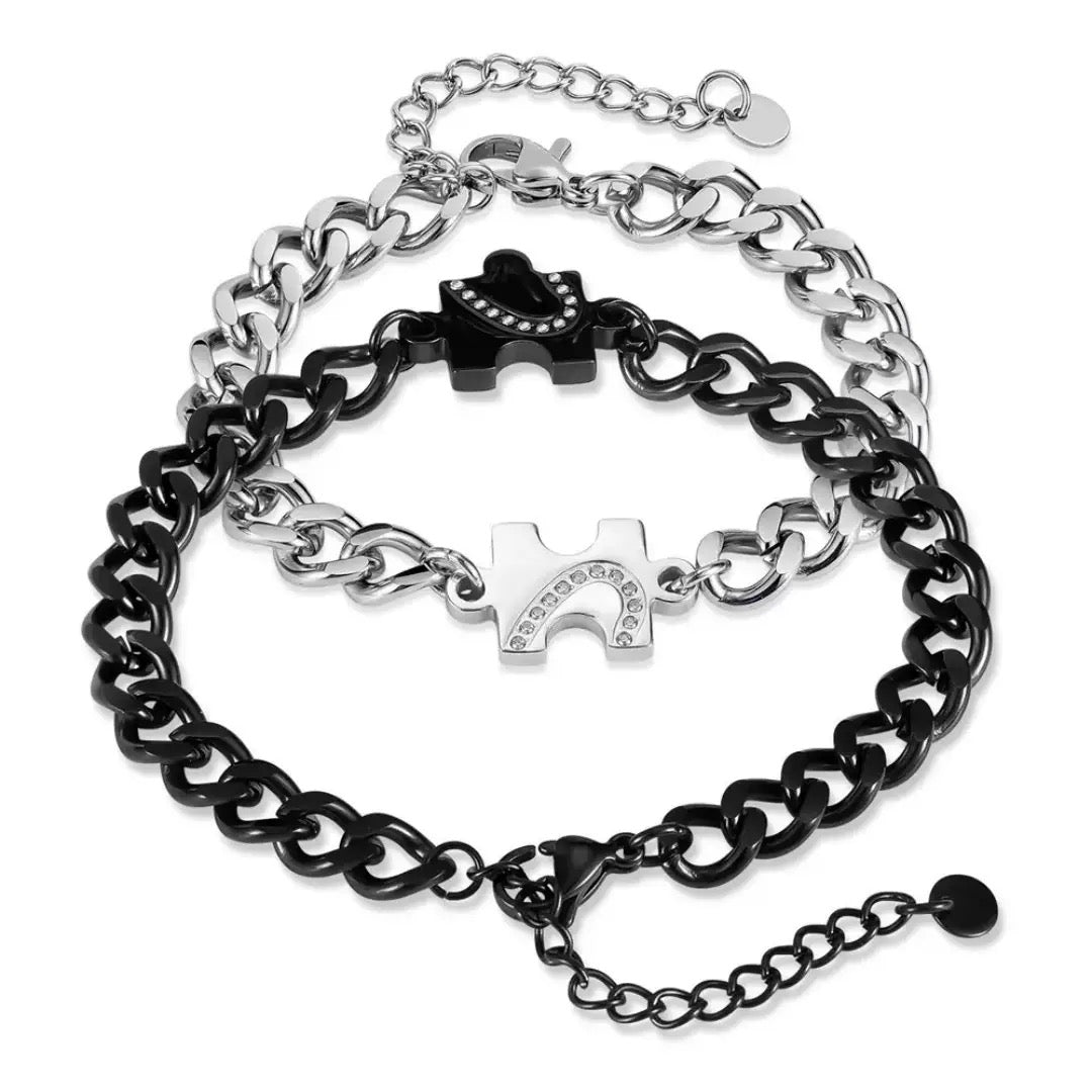 BRAZALETES ROMPECABEZAS MINIMALISTAS CADENA CUBANA DE PAREJA