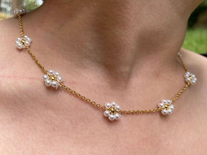 CADENA CHOCKER MARGARITAS FLORES COLORIDAS RESINA