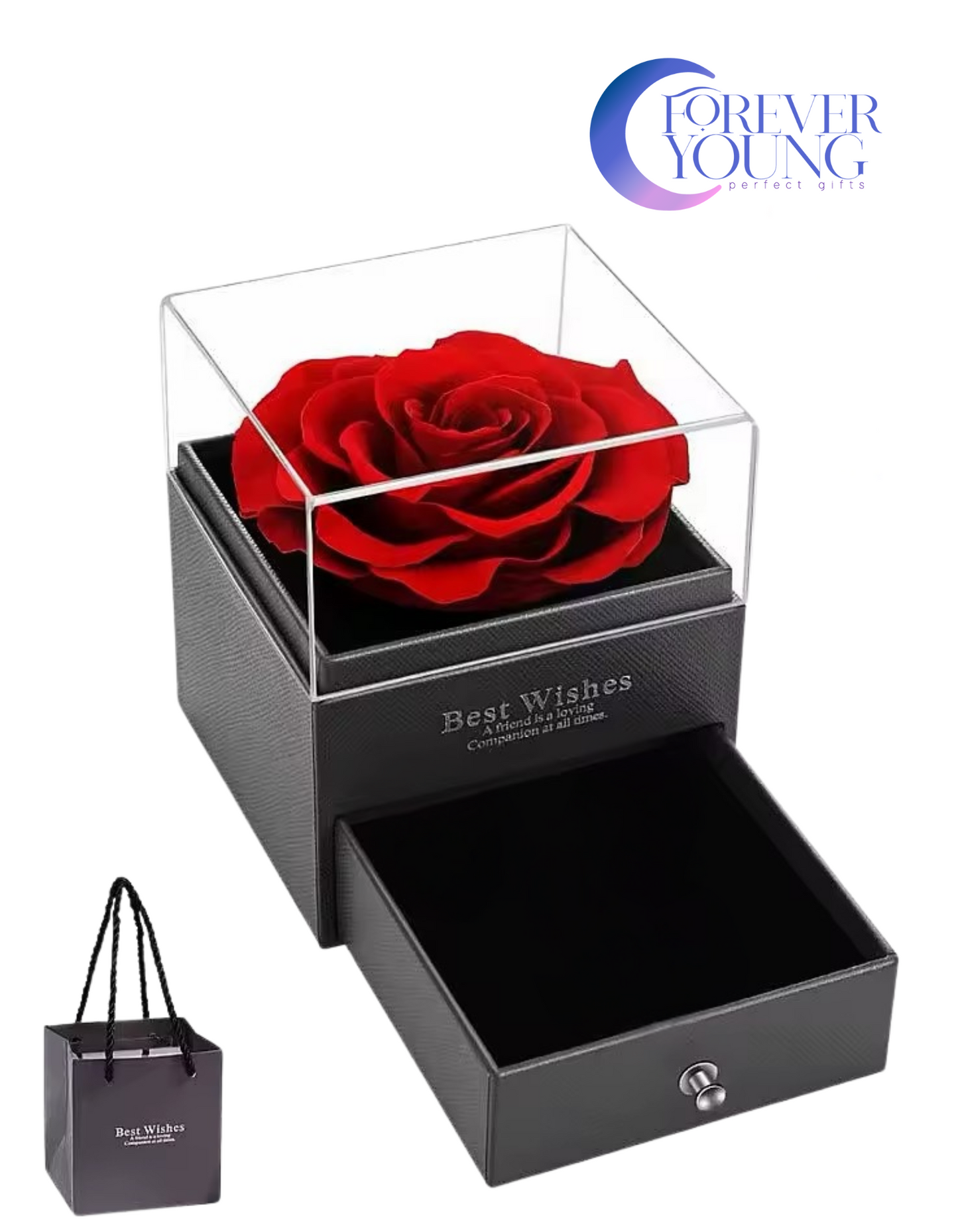 CAJA ESTUCHE DE REGALO CON FLOR  ETERNA