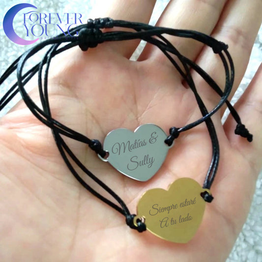 BRAZALETE CORAZÓN DE HILO LEATHER MINIMALISTA PERSONALIZADO