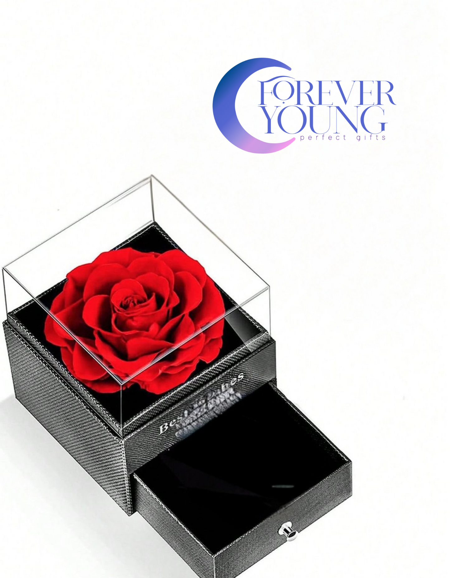 CAJA ESTUCHE DE REGALO CON FLOR  ETERNA