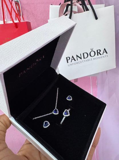 SET ESTILO PANDORA CORAZÓN MINIMALISTA CIRCONIA ELEGANTE