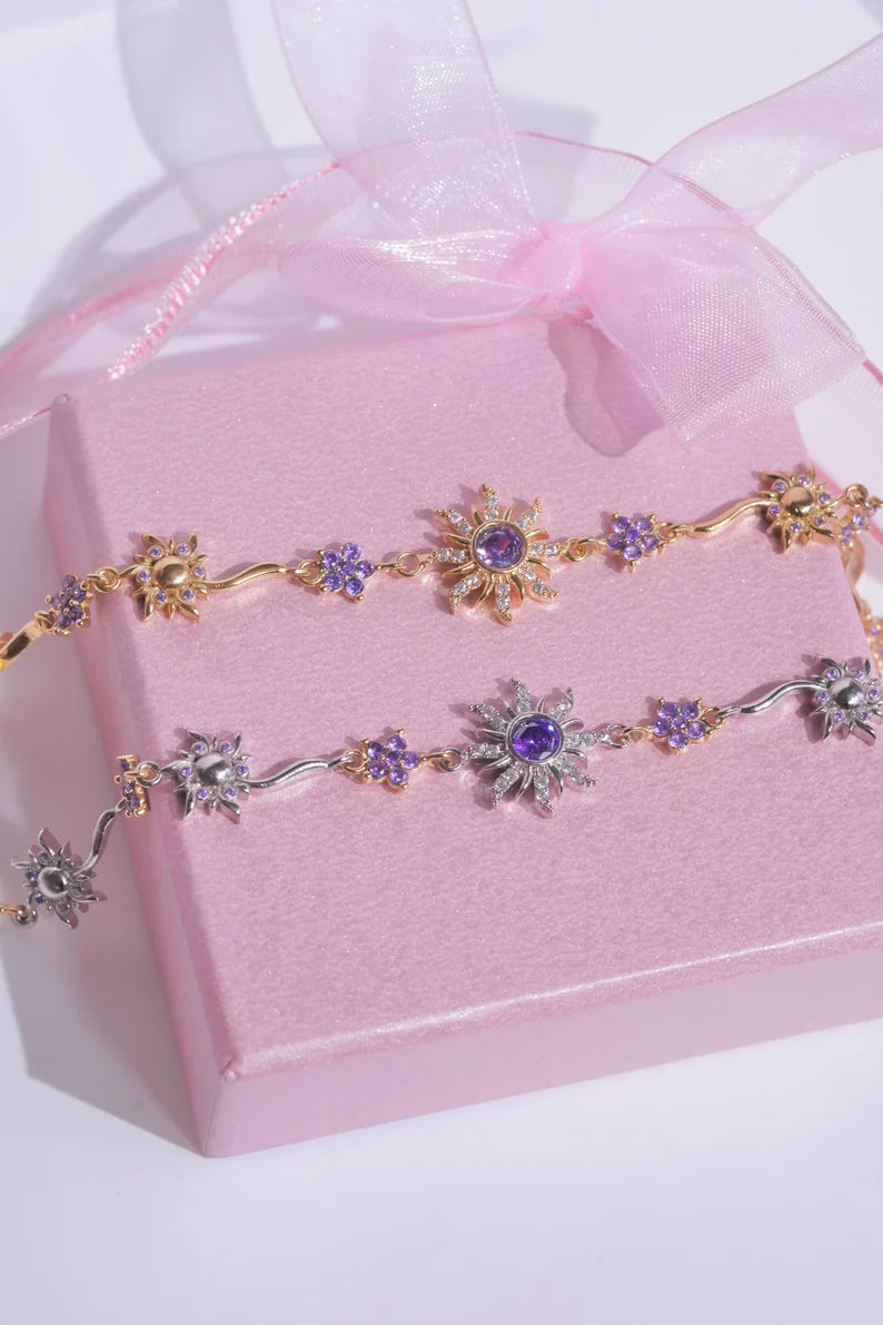 BRAZALETE  Y COLLAR SOL VINTAGE RAPUNZEL   DELICADO CRISTALES DE ZIRCONIA ELEGANTES